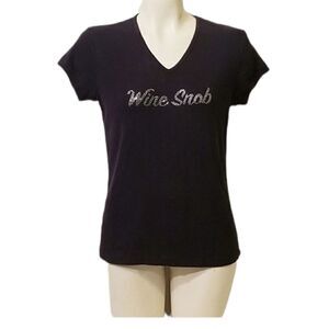 Bella Black Rhinestone‎ Wine Snob Tee Size XL